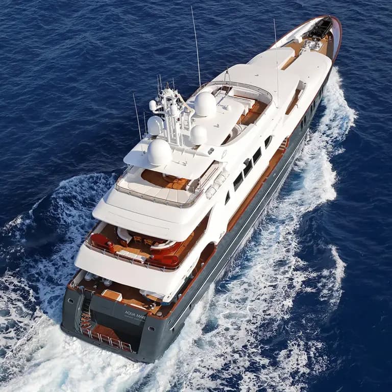 Luxury Yacht Cruising Deep Blue Waters Luxury expedition yacht cruising through deep blue polar waters with dramatic scenery.