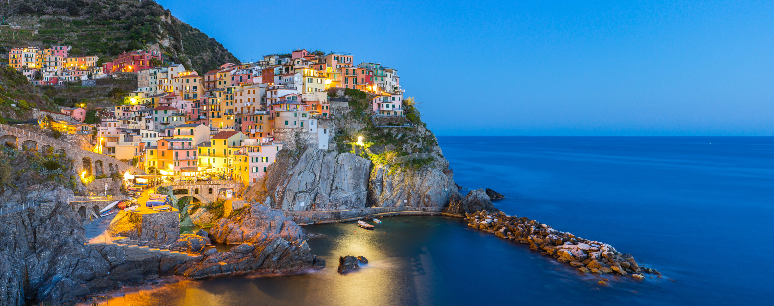 Manarola, Cinque Terre Coastal Village at Twilight Manarola Cinque Terre Coastal Village at Twilight